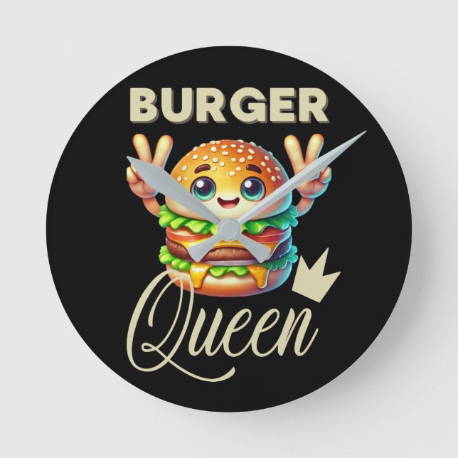 Cute Kawaii Hamburger Rund Klocka (Framsida)