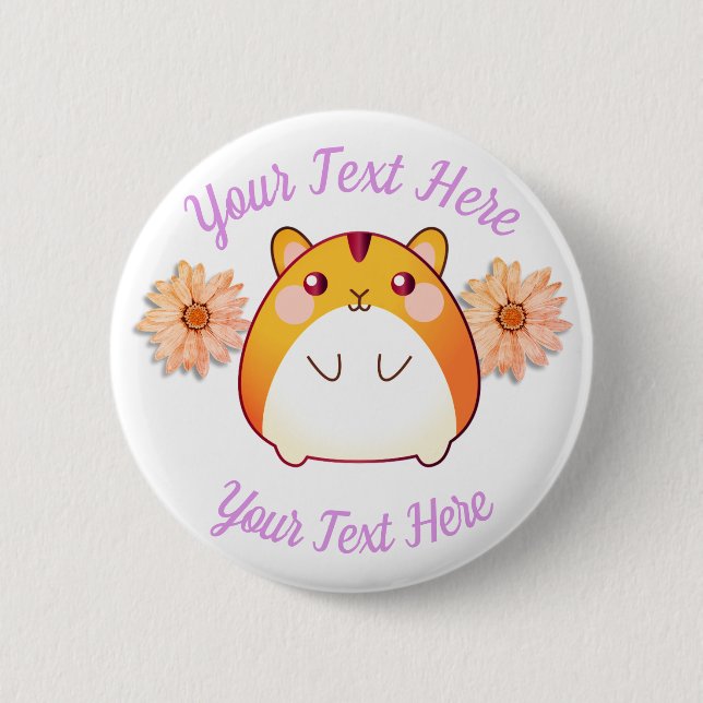 Cute Kawaii Hamster-Anpassningsbar Knapp (Framsida)