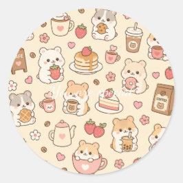 Cute Kawaii Hamster Pattern | Sweet Pastel Runt Klistermärke
