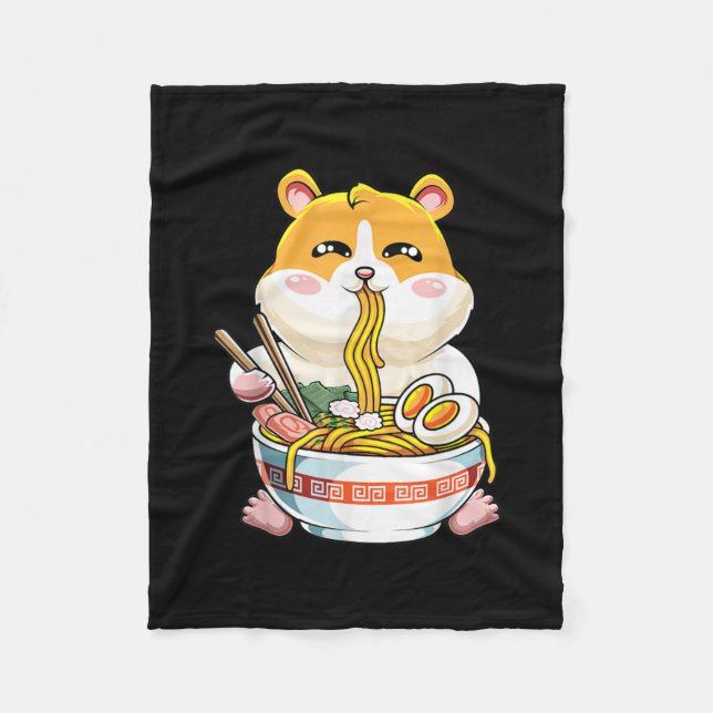 Cute Kawaii Hamster Ramen Anime Fleecefilt (Framsidan)