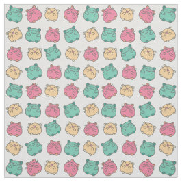 Cute Kawaii Hamsters Gult, Rosa, Grönt Patterned Tyg
