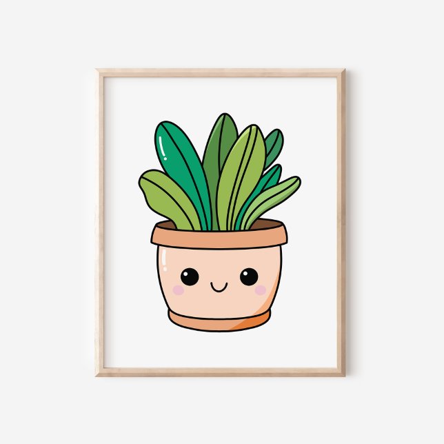 Cute Kawaii Hand plockade Poted Plant Art Poster (Skapare uppladdad)