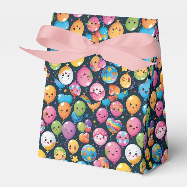 Cute Kawaii Happy Birthday Balloon Party Favor Box Presentaskar (Framsidan Sidan)