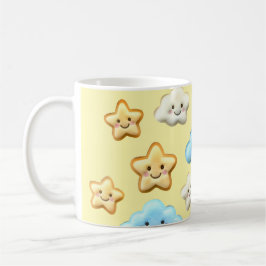 Cute Kawaii Happy Clouds & Stars Pattern Baby Kaffemugg