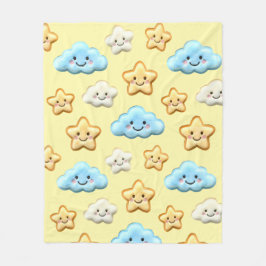 Cute Kawaii Happy Clouds & Stars Pattern Baby Nurs Fleecefilt