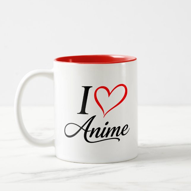 Cute Kawaii Heart Anime Två-Tonad Mugg (Vänster)