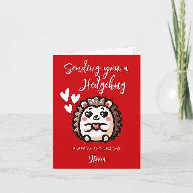 Cute Kawaii Hedgehog Pun Valentindagen Kort (Framsida)