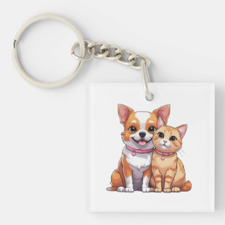 Cute Kawaii Hund and Cat Tecknad