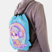 Cute Kawaii Hund med Vingar Gamer Girl Gift Blue