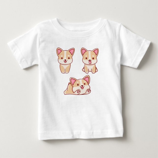 Cute Kawaii hundar T Shirt (Framsida)