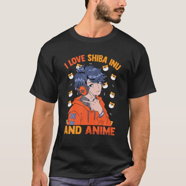 Cute Kawaii - I Kärlek Shiba Inu and Anime - Otaku T Shirt (Framsida)
