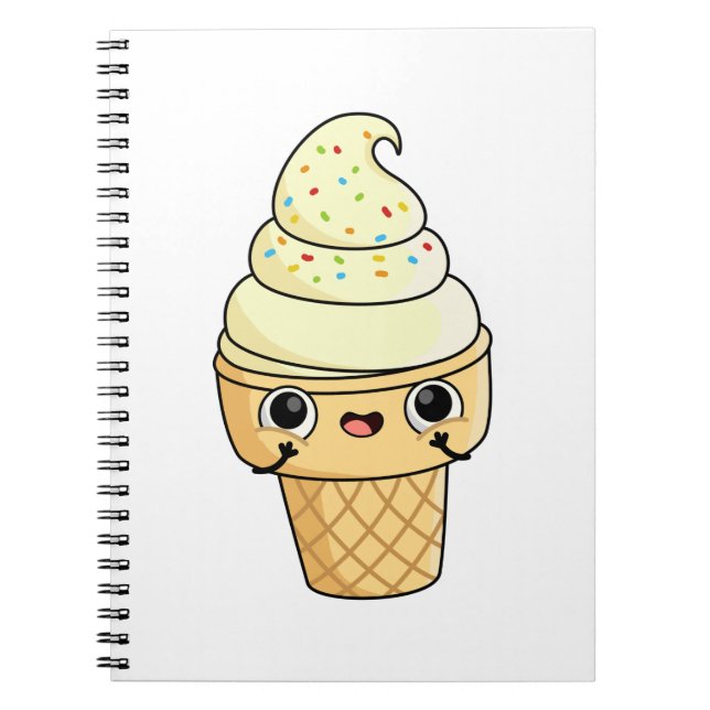 Cute Kawaii Ice Cream Cone Anteckningsbok (Framsidan)