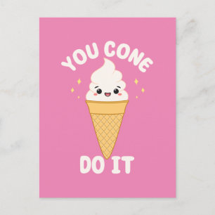 Cute Kawaii Ice Cream Cone Motivational Quote Vykort