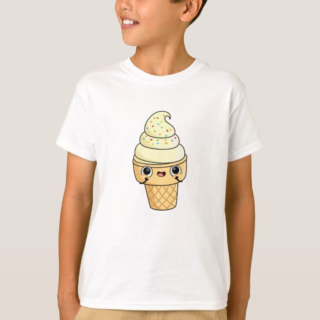 Cute Kawaii Ice Cream Cone T Shirt (Framsida)