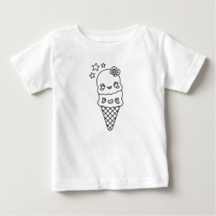 Cute Kawaii Ice Cream Cones Teckning T Shirt