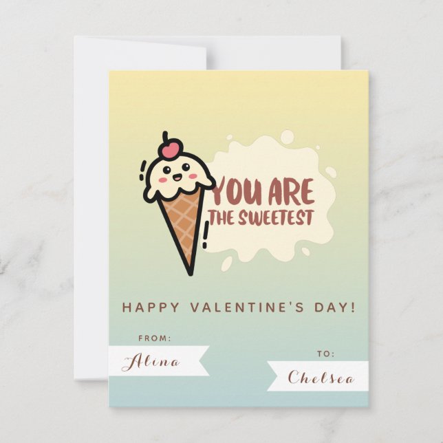 Cute Kawaii Ice - Cream Kids Friend Valentines day Anteckningskort (Framsida)