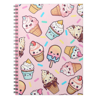 Cute Kawaii Ice Cream Skriv ut anteckningsboken Jo Anteckningsbok