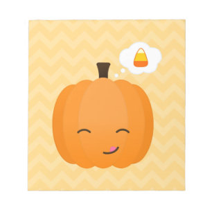Cute Kawaii Jack o'Lantern and Candy corn Anteckningsblock