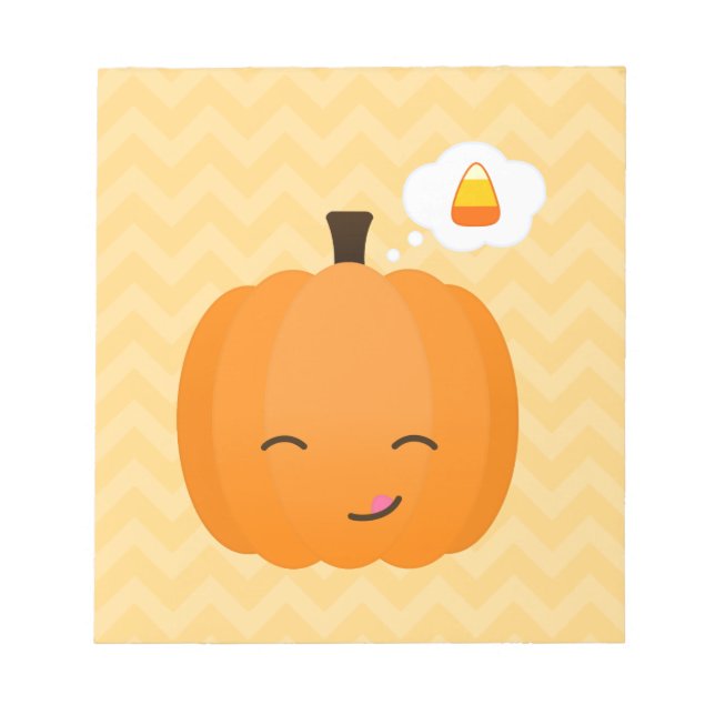 Cute Kawaii Jack o'Lantern och Candy corn Anteckningsblock (Framsida)
