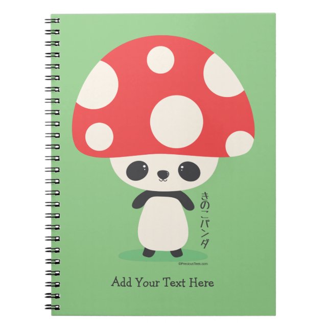 Cute Kawaii Japansk Kinoko Mushroom Panda Anteckningsbok (Framsidan)