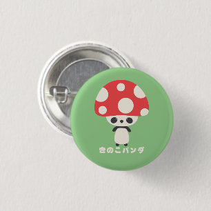 Cute Kawaii Japansk Kinoko Mushroom Panda Knapp