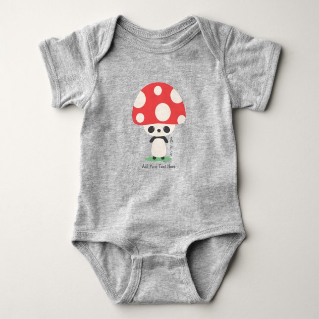 Cute Kawaii Japansk Kinoko Mushroom Panda  T Shirt (Framsida)