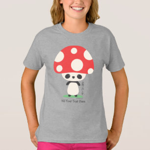 Cute Kawaii Japansk Kinoko Mushroom Panda T Shirt