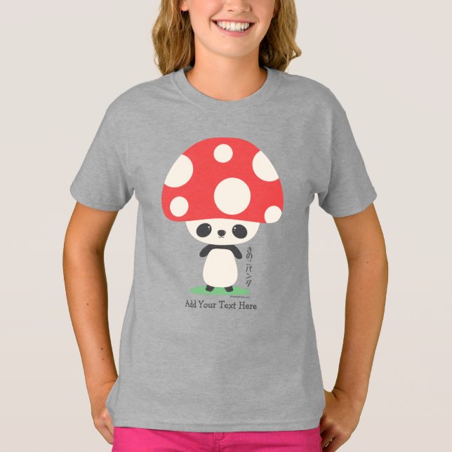 Cute Kawaii Japansk Kinoko Mushroom Panda T Shirt (Framsida)