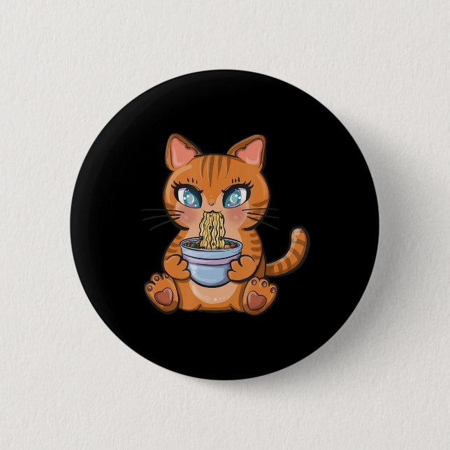 Cute Kawaii Japanska Anime Cat Ramen Gift Knapp (Framsida)