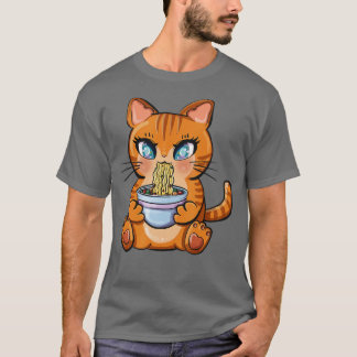 Cute Kawaii Japanska Anime Cat Ramen Gift T Shirt