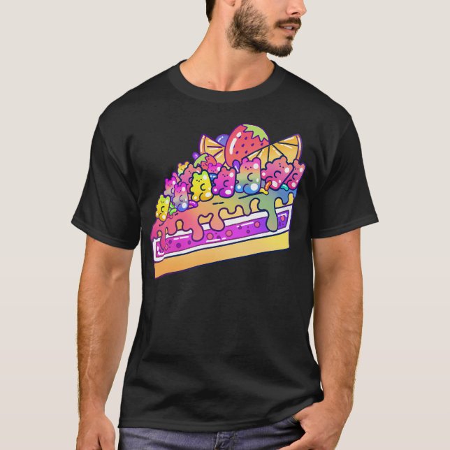 Cute Kawaii Jelly Bear Cake Slice T Shirt (Framsida)