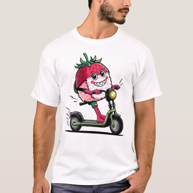 Cute kawaii jordgubbsushi Scooter DeLeverera T Shirt (Framsida)