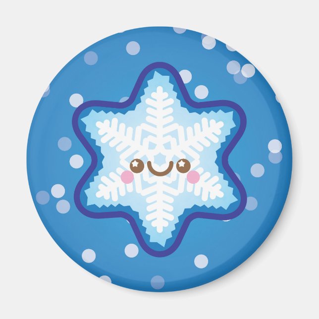 Cute Kawaii jul Snowflake Fridge Magnet (Framsidan)