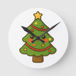 Cute Kawaii Julgran Rund Klocka