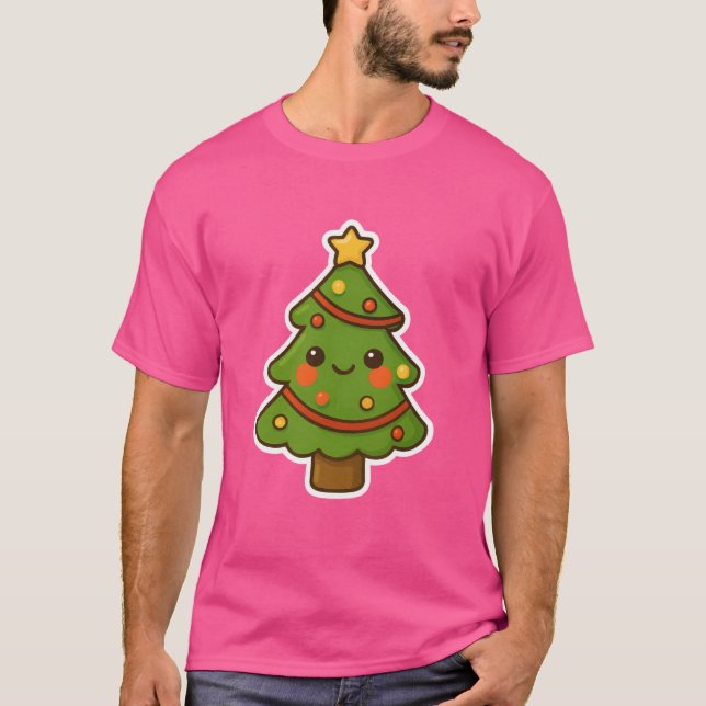 Cute Kawaii Julgran T Shirt (Framsida)