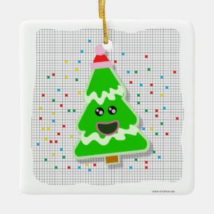 Cute Kawaii Julgran Tecknad Julgransprydnad Keramik