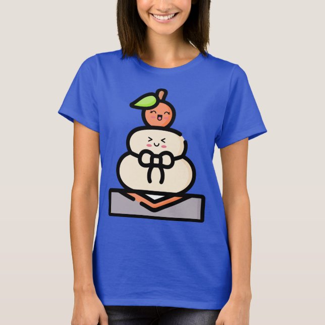 Cute Kawaii Kagami Mochi T Shirt (Framsida)