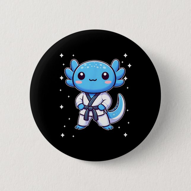 Cute Kawaii Karate Axolotl Martial Arts Knapp (Framsida)