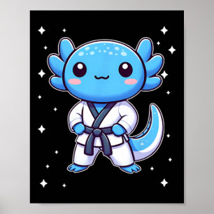 Cute Kawaii Karate Axolotl Martial Arts Poster