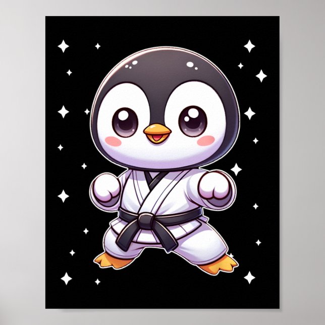 Cute Kawaii Karate Penguin Martial Arts 1 Poster (Framsidan)
