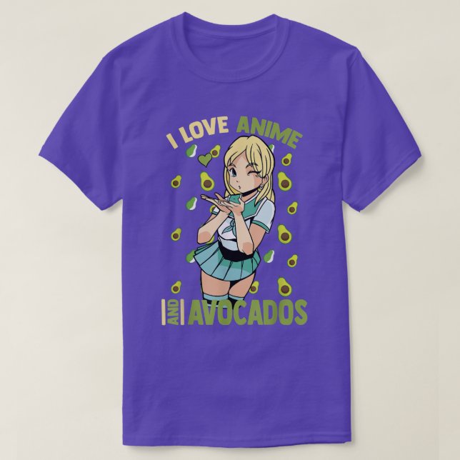 Cute Kawaii Kärlek Anime och AvocadosOtaku Girl T Shirt (Design framsida)