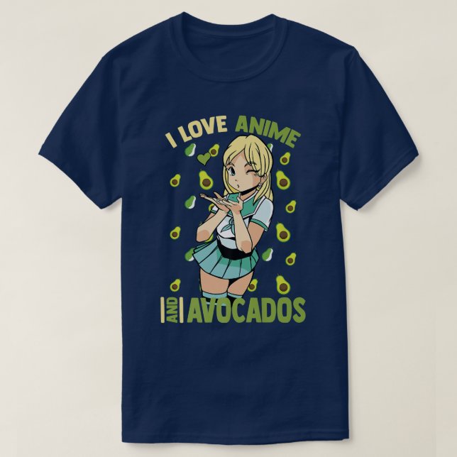 Cute Kawaii Kärlek Anime och AvocadosOtaku Girl T Shirt (Design framsida)