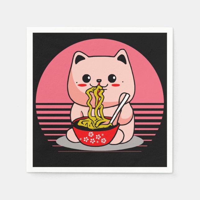 Cute Kawaii-kattätsten Pappersservett (Framsidan)