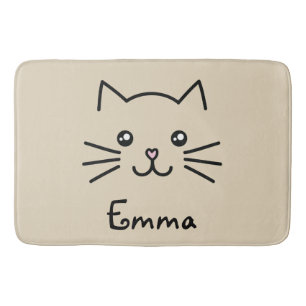 Cute Kawaii Kattkatt Ansikte med Rosa hjärtnos Badrumsmatta