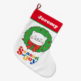 Cute Kawaii Kattunge, julsäsong Joy Stor Julstrumpa