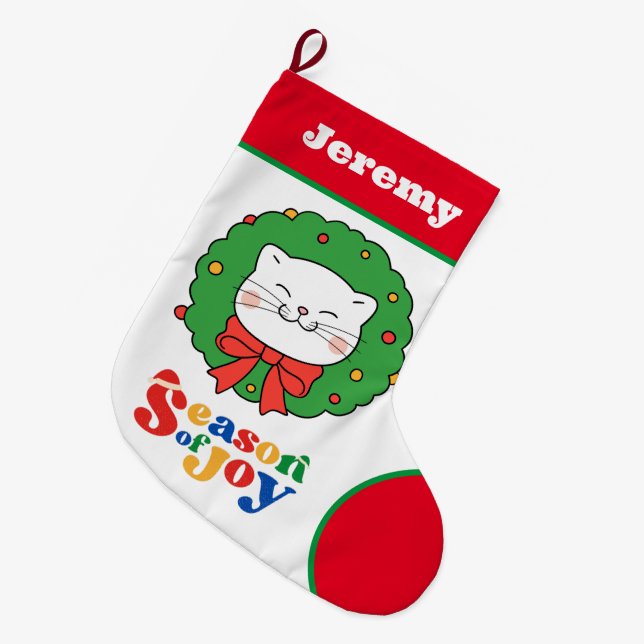 Cute Kawaii Kattunge, julsäsong Joy Stor Julstrumpa (Framsidan (Hängande))
