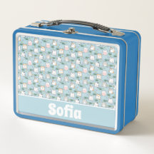 Cute kawaii kattunge mönster azure blue namn