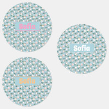 Cute kawaii kattunge mönster azure blue namn