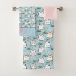 Cute kawaii kattunge mönster rosa Blue namn