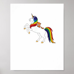 Cute Kawaii Kids Unicorn Red Panda Älskare T-Shirt Poster